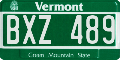 VT license plate BXZ489