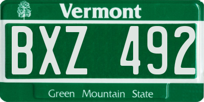 VT license plate BXZ492