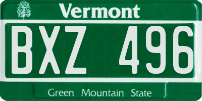 VT license plate BXZ496