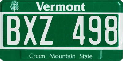 VT license plate BXZ498