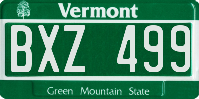 VT license plate BXZ499