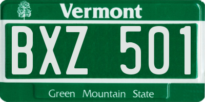 VT license plate BXZ501
