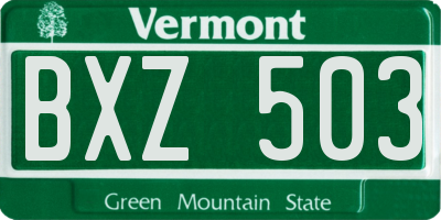 VT license plate BXZ503