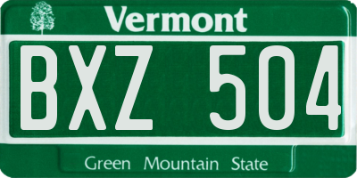 VT license plate BXZ504