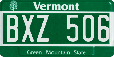 VT license plate BXZ506