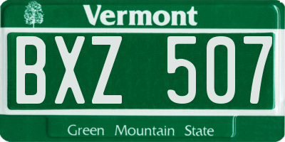 VT license plate BXZ507