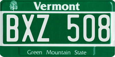 VT license plate BXZ508