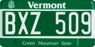 VT license plate BXZ509