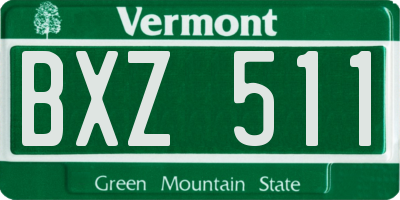 VT license plate BXZ511