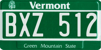 VT license plate BXZ512