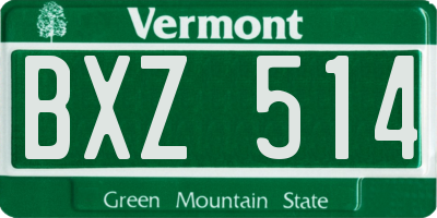 VT license plate BXZ514