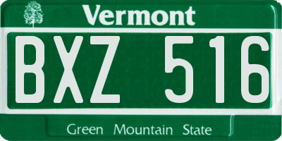 VT license plate BXZ516