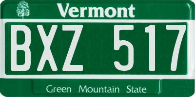 VT license plate BXZ517