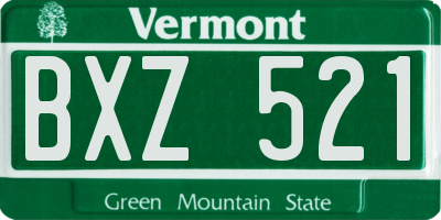 VT license plate BXZ521