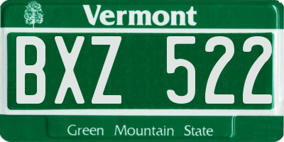 VT license plate BXZ522