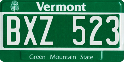 VT license plate BXZ523