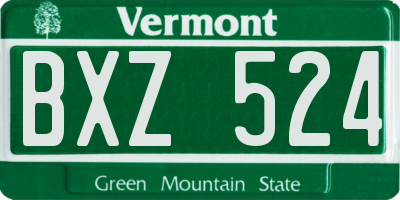 VT license plate BXZ524