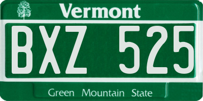 VT license plate BXZ525