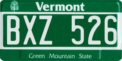 VT license plate BXZ526