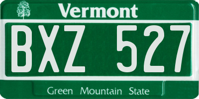 VT license plate BXZ527