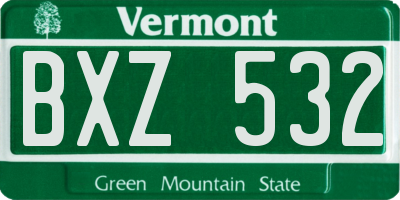 VT license plate BXZ532