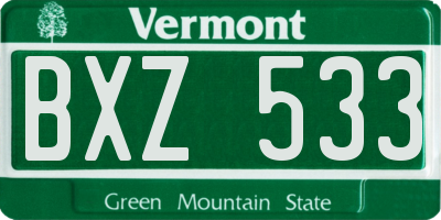 VT license plate BXZ533