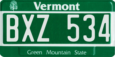 VT license plate BXZ534