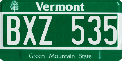 VT license plate BXZ535