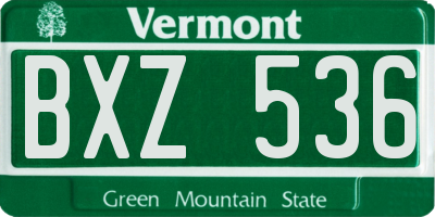 VT license plate BXZ536