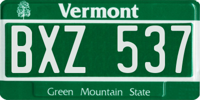 VT license plate BXZ537