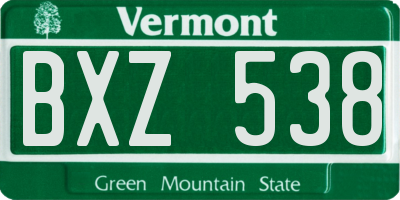 VT license plate BXZ538