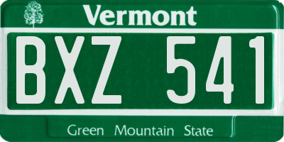 VT license plate BXZ541