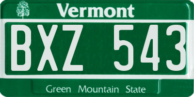 VT license plate BXZ543