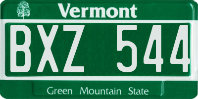 VT license plate BXZ544
