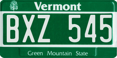 VT license plate BXZ545