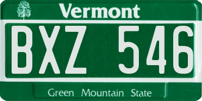 VT license plate BXZ546