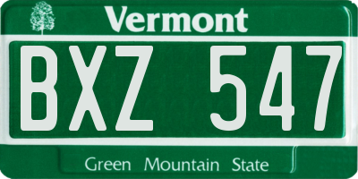 VT license plate BXZ547