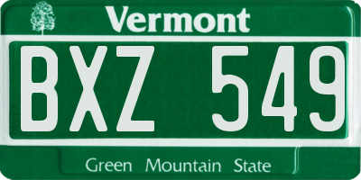 VT license plate BXZ549