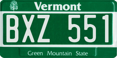 VT license plate BXZ551