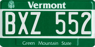 VT license plate BXZ552