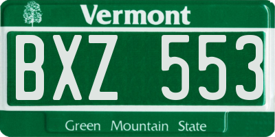 VT license plate BXZ553