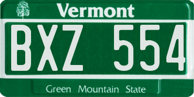 VT license plate BXZ554