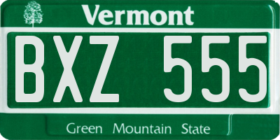 VT license plate BXZ555