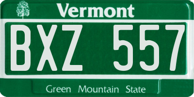 VT license plate BXZ557