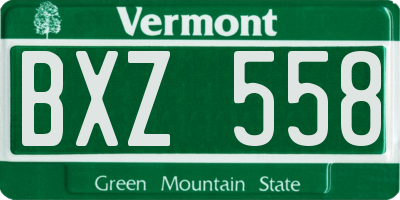 VT license plate BXZ558