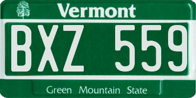 VT license plate BXZ559