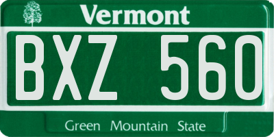 VT license plate BXZ560