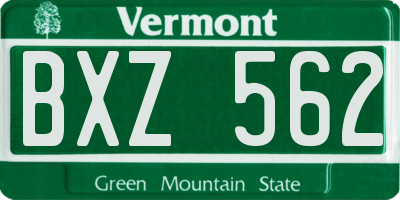 VT license plate BXZ562