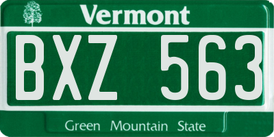 VT license plate BXZ563