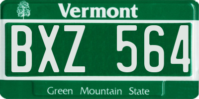VT license plate BXZ564